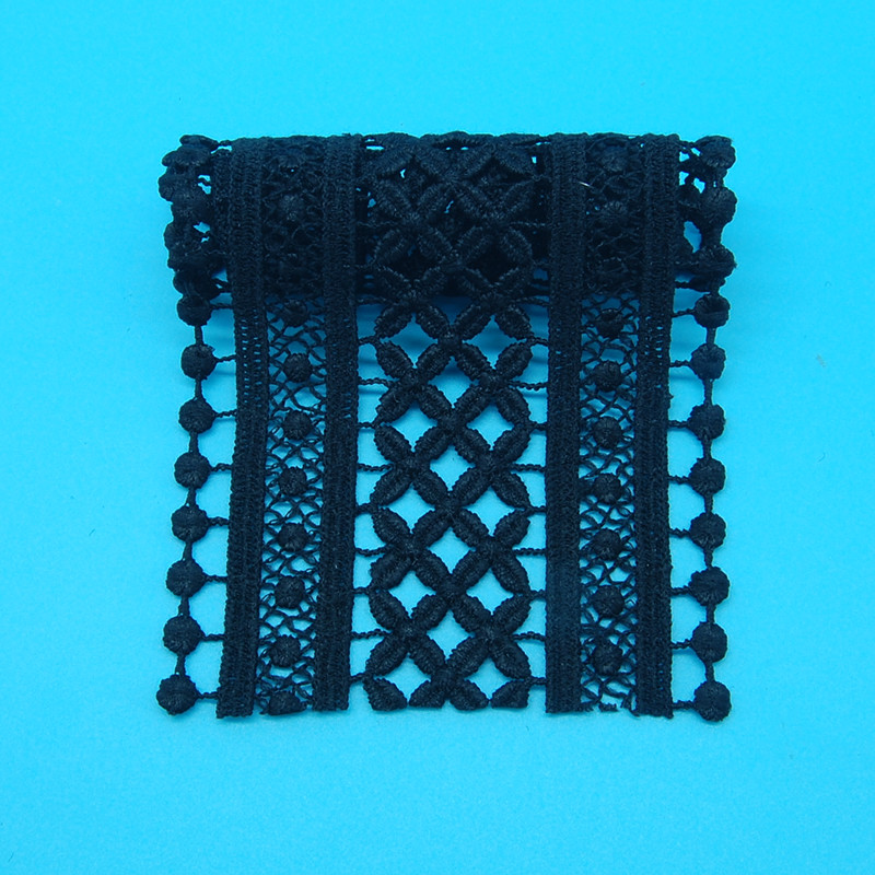 Black dot Pattern Lace Ribbon for Decorating, Floral Designing and Crafts HGL001