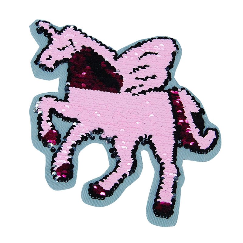 Custom Unicorn Reversible Sequin Embroidery Patch HGR002