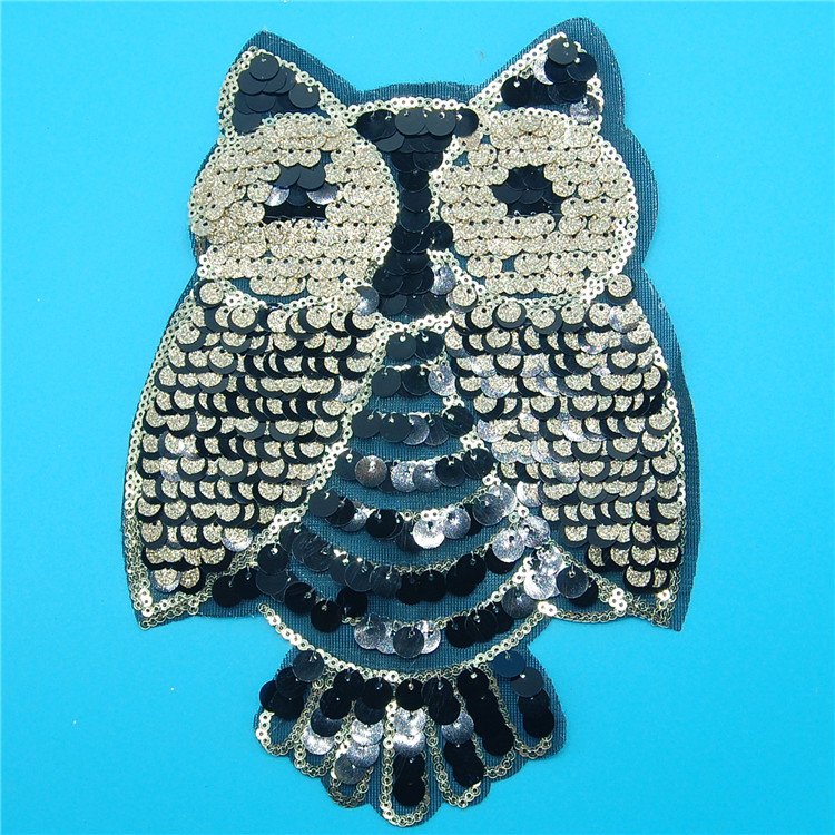 Chinese Sequin Spangle Patch Owl Patch For Kids Clothing HGE006